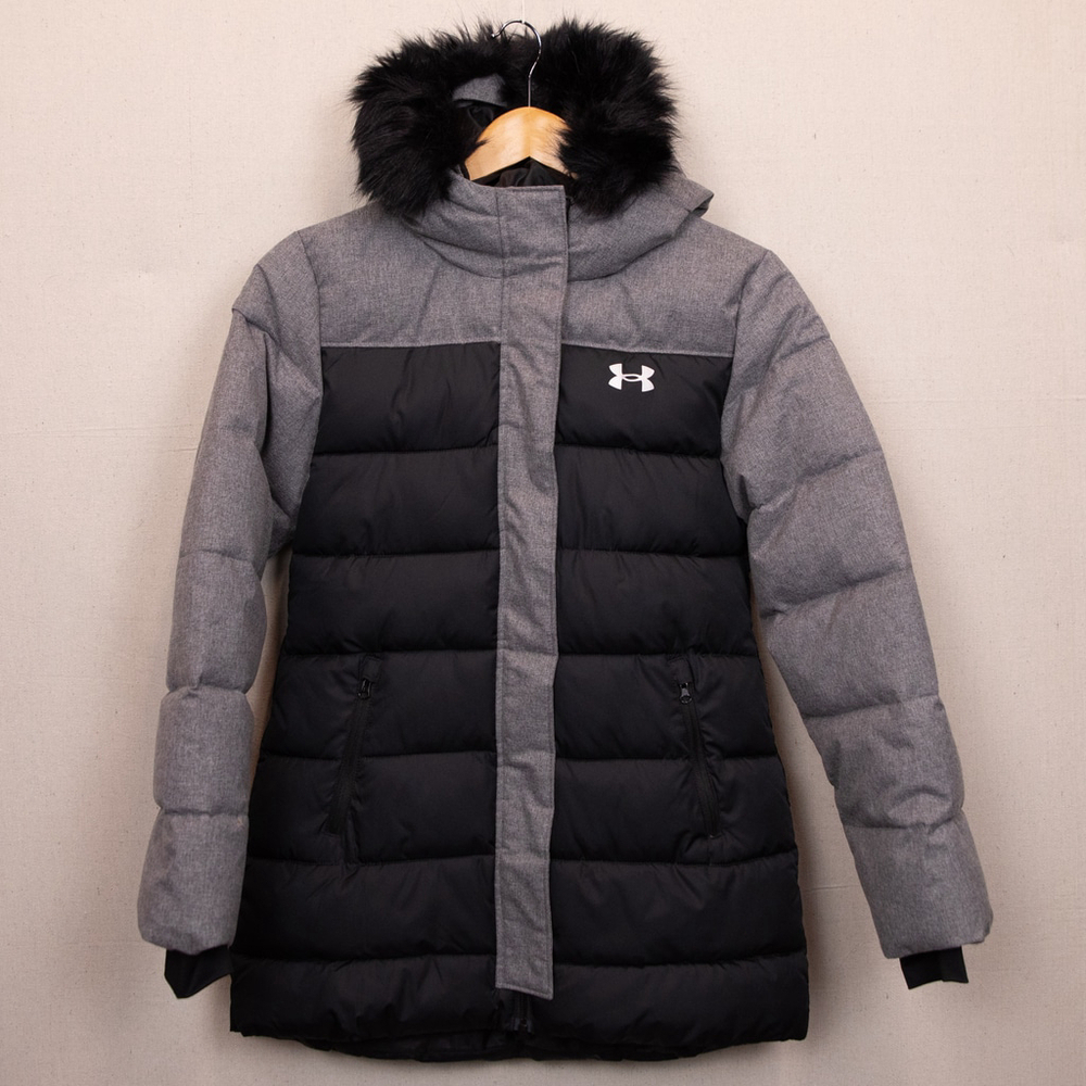 Girls Under Armour Gigi Cold Gear black faux fur hood puffer jacket-XL